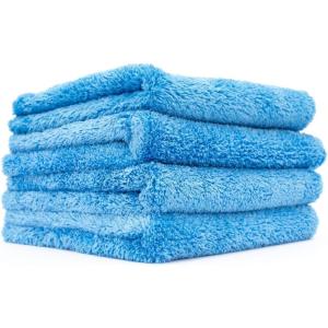 The Rag Company – Eagle Edgeless 500 (4-Pack) Professional Korean 70/30 Blend Super Plush Microfiber Detailing Towels, 500GSM, 16in x 16in, Red(Blue)