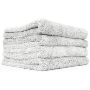 The Rag Company – Eagle Edgeless 500 (4-Pack) Professional Korean 70/30 Blend Super Plush Microfiber Detailing Towels, 500GSM, 16in x 16in, Red(Ice Grey)