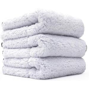 The Rag Company – Everest 1100 – Ultra Plush Korean 70/30 Blend, Professional Microfiber Detailing Towels, 1100gsm, 16in x 16in, White (3-Pack)