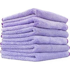 The Rag Company – Minx Royale – Professional Microfiber Detailing Towels, Premium 70/30 Blend, Super Plush, Rinseless & Waterless Wash, Buffing & Polishing, 400gsm, 16in x 16in, Lavender (6-Pack)