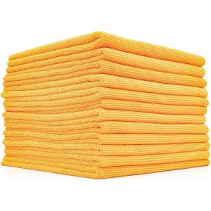The Rag Company – The Pearl – Professional Microfiber Detailing Towel for Ceramic Coating Leveling and Sealant Removal, Safe and Scratch-Free with No Tags, 320gsm, 16in x 16in, Green -12 Pack(Orange)