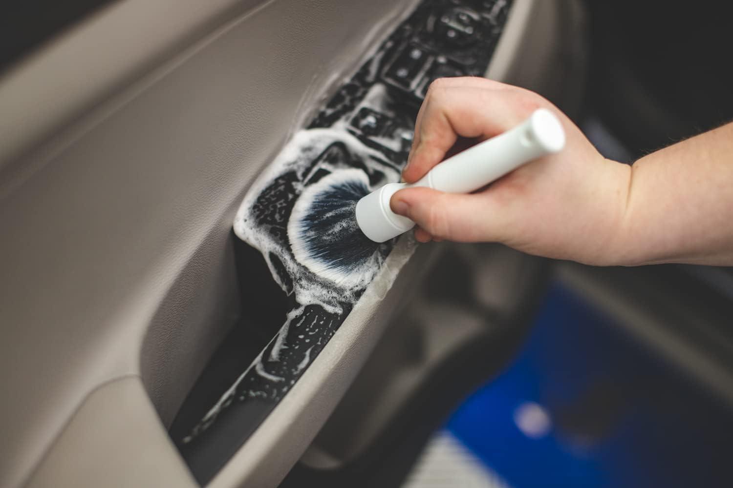 image:imageDetail Factory Synthetic Detailing Brush UltraSoft Bristles Comfortable Grip and ScratchFree Cleaning for Exterior Interior Emblems Badges InstrumentGauge Panels Purple ComboWhite