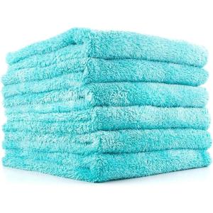 The Rag Company – Eagle Edgeless 450 (6-Pack) Professional Korean 70/30 Blend Super Plush Microfiber Detailing Buffing Polishing Drying Towels for Cars 16×16 in, Teal Blue