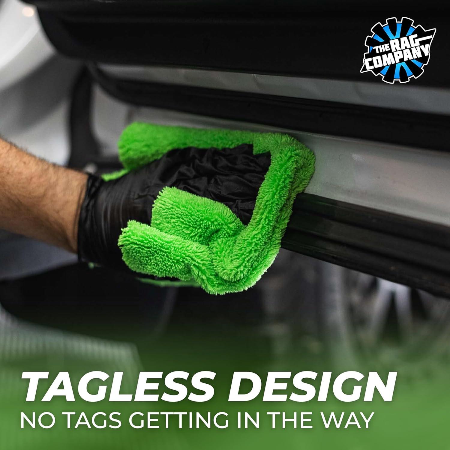 image:imageThe Rag Company The Creature Edgeless Microfiber Detailing Towels 420GSM Professional Grade AllPurpose Cloths for Wax Polish amp Sealant Removal Teal 16in x 16in 10PackLime Green