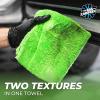 The Rag Company – The Creature Edgeless Microfiber Detailing Towels – 420GSM Professional Grade All-Purpose Cloths for Wax, Polish, & Sealant Removal, Teal, 16in x 16in (10-Pack)(Lime Green)