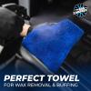 The Rag Company – The Creature Edgeless Microfiber Detailing Towels – 420GSM Professional Grade All-Purpose Cloths for Wax, Polish, & Sealant Removal, Teal, 16in x 16in (10-Pack)(Royal Blue)
