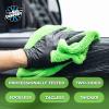 The Rag Company – The Creature Edgeless Microfiber Detailing Towels – 420GSM Professional Grade All-Purpose Cloths for Wax, Polish, & Sealant Removal, Teal, 16in x 16in (10-Pack)(Lime Green)