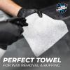 The Rag Company – The Creature Edgeless Microfiber Detailing Towels – 420GSM Professional Grade All-Purpose Cloths for Wax, Polish, & Sealant Removal, Teal, 16in x 16in (10-Pack)(Ice Grey)