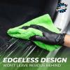 The Rag Company – The Creature Edgeless Microfiber Detailing Towels – 420GSM Professional Grade All-Purpose Cloths for Wax, Polish, & Sealant Removal, Teal, 16in x 16in (10-Pack)(Lime Green)