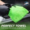 The Rag Company – The Creature Edgeless Microfiber Detailing Towels – 420GSM Professional Grade All-Purpose Cloths for Wax, Polish, & Sealant Removal, Teal, 16in x 16in (10-Pack)(Lime Green)