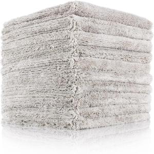 The Rag Company – The Creature Edgeless Microfiber Detailing Towels – 420GSM Professional Grade All-Purpose Cloths for Wax, Polish, & Sealant Removal, Teal, 16in x 16in (10-Pack)(Ice Grey)
