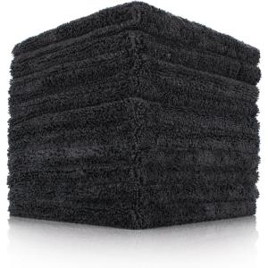 The Rag Company – The Creature Edgeless Microfiber Detailing Towels – 420GSM Professional Grade All-Purpose Cloths for Wax, Polish, & Sealant Removal, Teal, 16in x 16in (10-Pack)(Black)