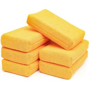 The Rag Company – Terry Sponge Applicator Pads – Reusable Detailing Applicators for Interior & Exterior Car Care – Soft, Washable Pads for Soaps, Cleaners, Sealants – 8 Pack (2″x4″, Blue)(Orange Pearl Weave)