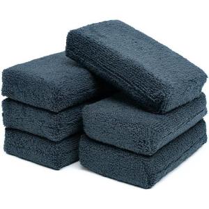 The Rag Company – Terry Sponge Applicator Pads – Reusable Detailing Applicators for Interior & Exterior Car Care – Soft, Washable Pads for Soaps, Cleaners, Sealants – 8 Pack (2″x4″, Blue)(Black Terry Weave)