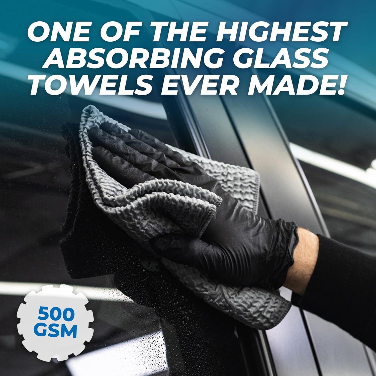 image:imageThe Rag Company Wrinkle Knit Glass Towel Professional 500 GSM Microfiber Window Cleaning Cloths StreakFree DualSided Design 16in x 16in 3Pack South Korea