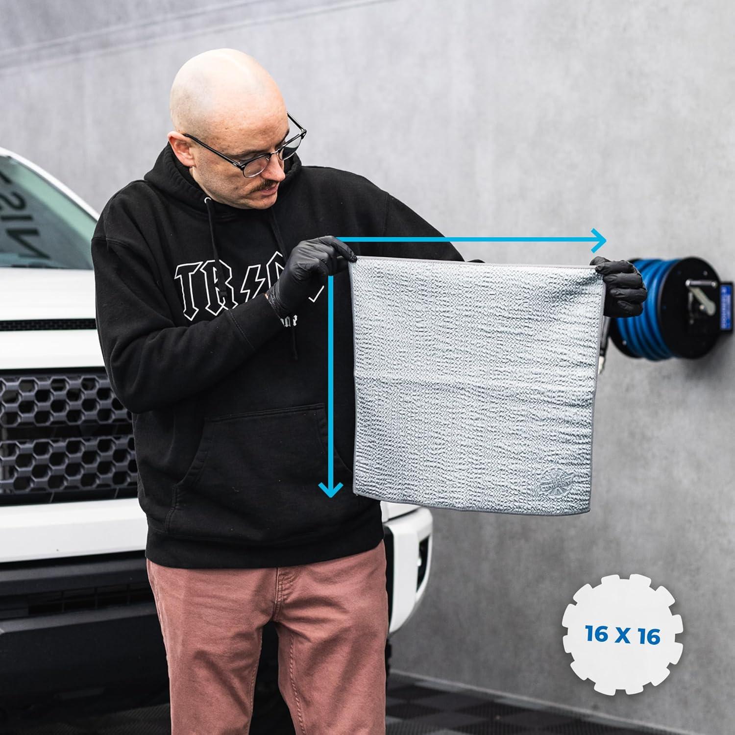 image:imageThe Rag Company Wrinkle Knit Glass Towel Professional 500 GSM Microfiber Window Cleaning Cloths StreakFree DualSided Design 16in x 16in 3Pack South Korea