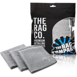 The Rag Company – Wrinkle Knit Glass Towel – Professional 500 GSM Microfiber Window Cleaning Cloths, Streak-Free Dual-Sided Design, 16in x 16in, 3-Pack (South Korea)