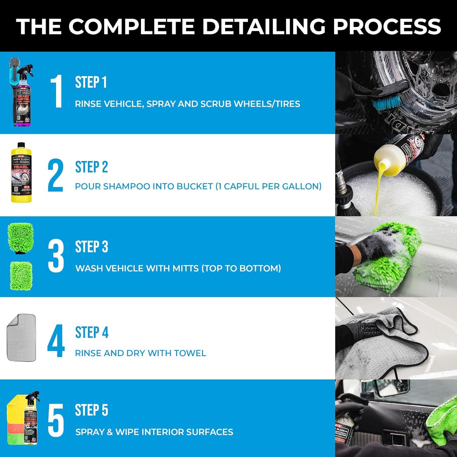 image:imageThe Rag Company Complete Car Cleaning Kit Includes Car Wash Soap Wheel Cleaner Interior Car Cleaner Wash Mitt Pad Drying Towel Microfiber Towels Wheel Brush 10 Piece Kit