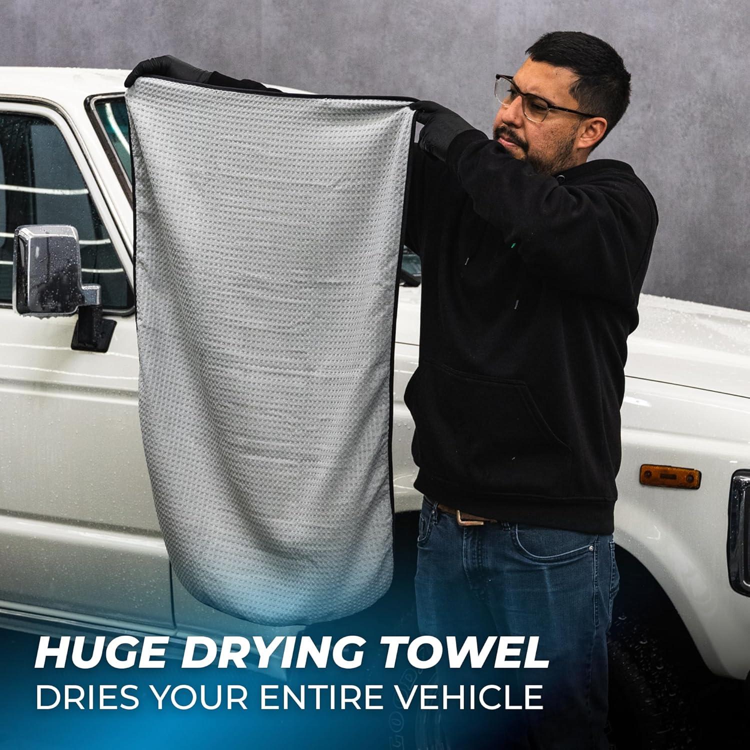 image:imageThe Rag Company Complete Car Cleaning Kit Includes Car Wash Soap Wheel Cleaner Interior Car Cleaner Wash Mitt Pad Drying Towel Microfiber Towels Wheel Brush 10 Piece Kit