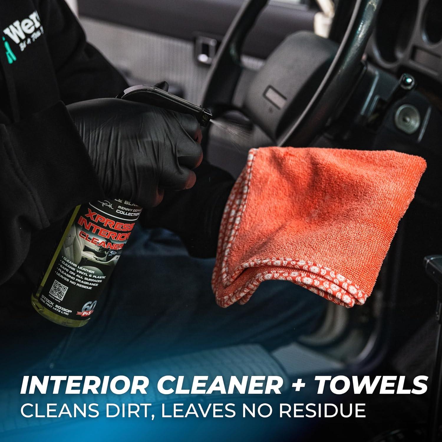image:imageThe Rag Company Complete Car Cleaning Kit Includes Car Wash Soap Wheel Cleaner Interior Car Cleaner Wash Mitt Pad Drying Towel Microfiber Towels Wheel Brush 10 Piece Kit