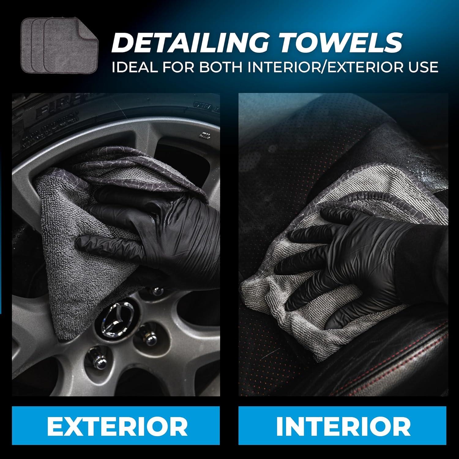 image:imageThe Rag Company Premium Car Cleaning Kit Includes Car Wash Soap Car Interior Cleaner Exterior Spray Drying Towel Wash Mitt Microfiber Towels 8 Piece Kit