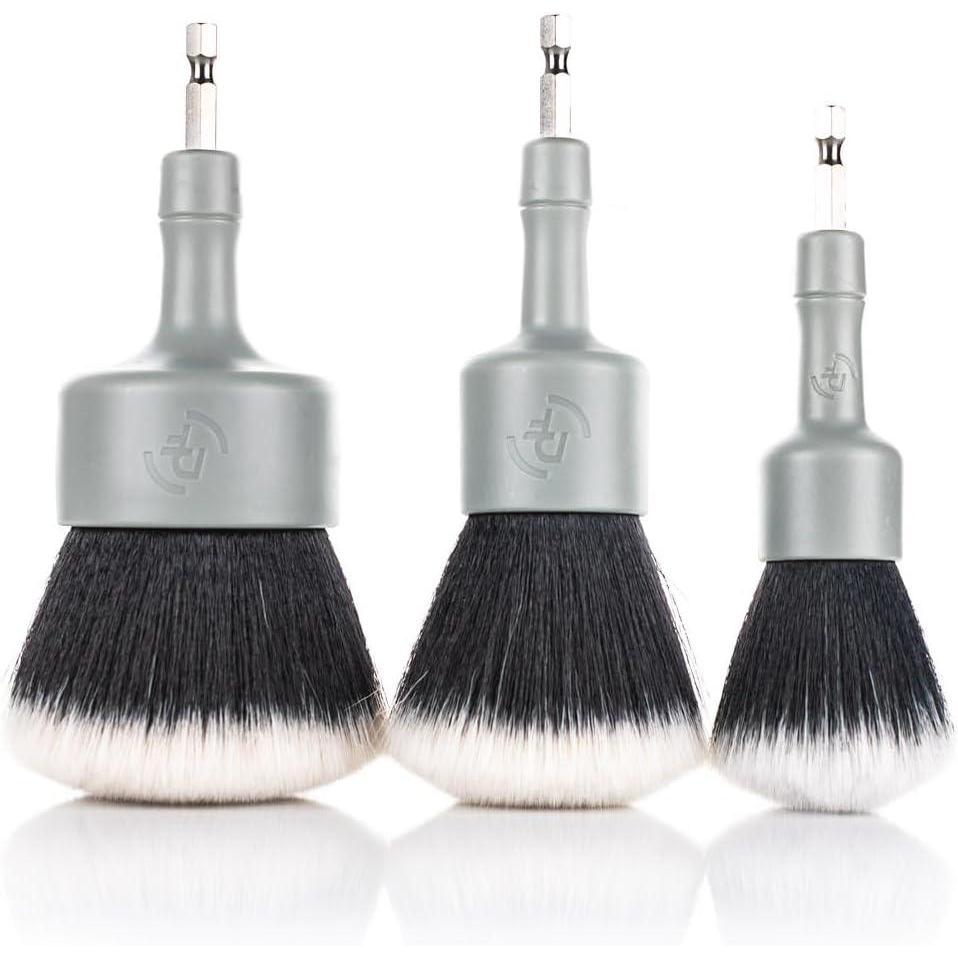 image:imageDetail Factory Dome Top Synthetic Drill Brush Set Soft Bristle Drill Brush Attachments for Curved Surfaces amp Car Detailing 3 Pack