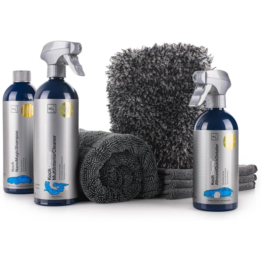 image:imageThe Rag Company Premium Car Cleaning Kit Includes Car Wash Soap Car Interior Cleaner Exterior Spray Drying Towel Wash Mitt Microfiber Towels 8 Piece Kit