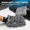 The Rag Company – 4-Piece Premium Essential Car Wash Kit – Includes Famous Gauntlet Drying Towel, Cyclone Wash Mitt + Wash Pad, and Premium NanoMagic Car Shampoo