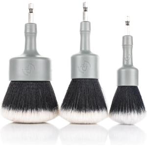 Detail Factory – Dome Top Synthetic Drill Brush Set – Soft Bristle Drill Brush Attachments for Curved Surfaces & Car Detailing – 3 Pack