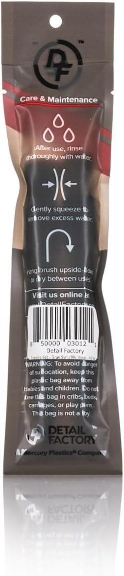 image:imageDetail Factory Crevice Mini Detailing Brush Combo Kit One Boars Hair Brush One UltraSoft Synthetic Brush Heavy Cleaning Action for Small Spaces Black Gray 2PackBlack Gray