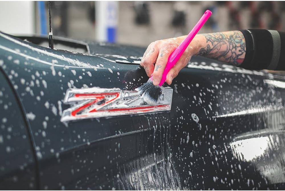 image:imageDetail Factory Synthetic Detailing Brush Set Long amp Short Brush UltraSoft Interior Car Cleaning Brushes for Screens Emblems amp Tight Spaces BlackPink
