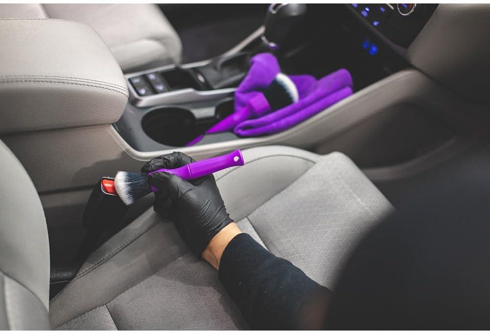image:imageDetail Factory Synthetic Detailing Brush Set Long amp Short Brush UltraSoft Interior Car Cleaning Brushes for Screens Emblems amp Tight Spaces BlackPurple