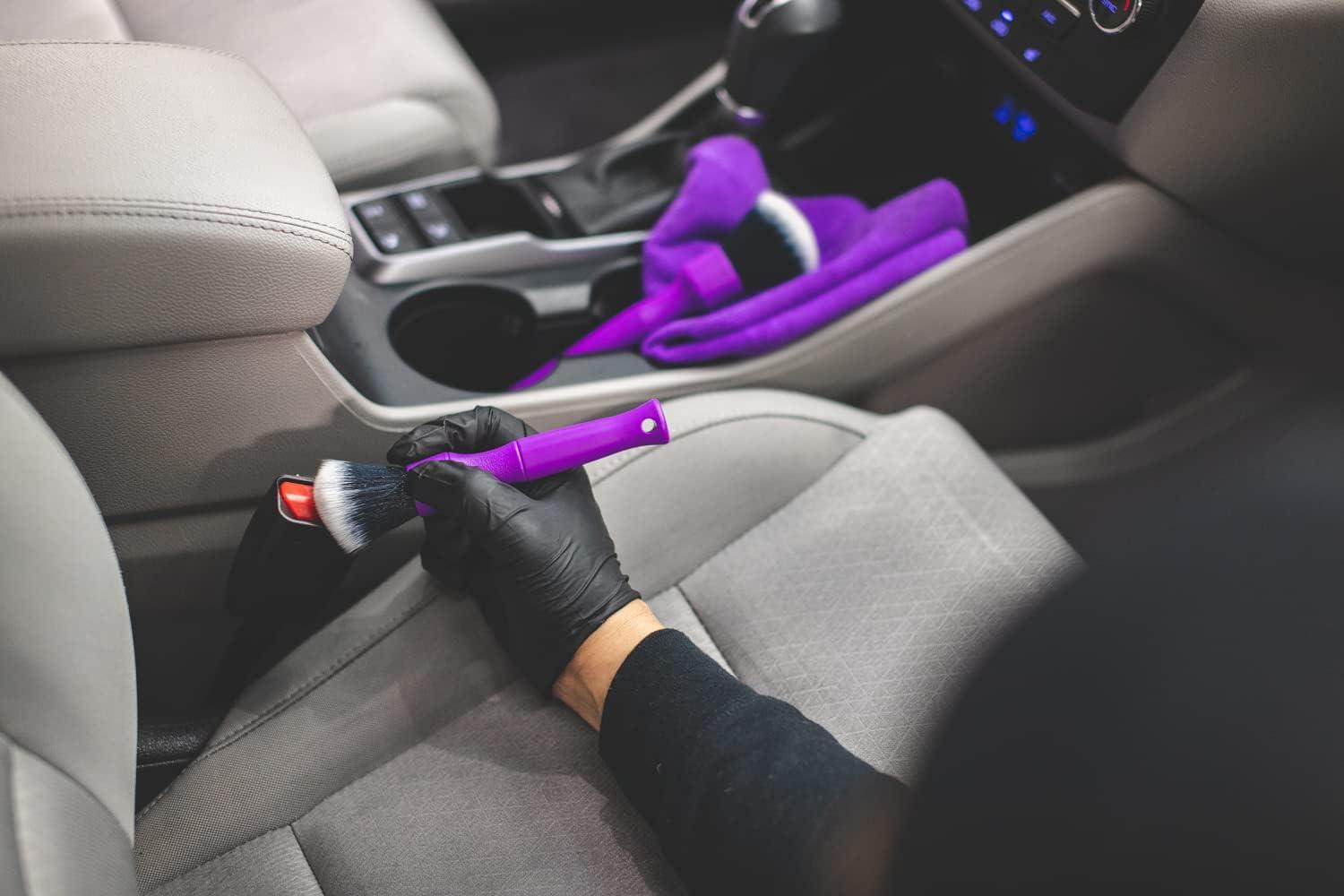 image:imageDetail Factory Synthetic Detailing Brush Set Long amp Short Brush UltraSoft Interior Car Cleaning Brushes for Screens Emblems amp Tight Spaces BlackPurple
