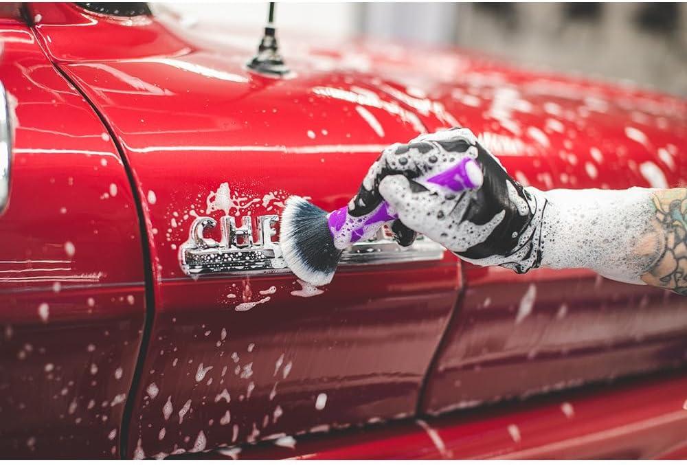 image:imageDetail Factory Synthetic Detailing Brush Set Long amp Short Brush UltraSoft Interior Car Cleaning Brushes for Screens Emblems amp Tight Spaces BlackPurple