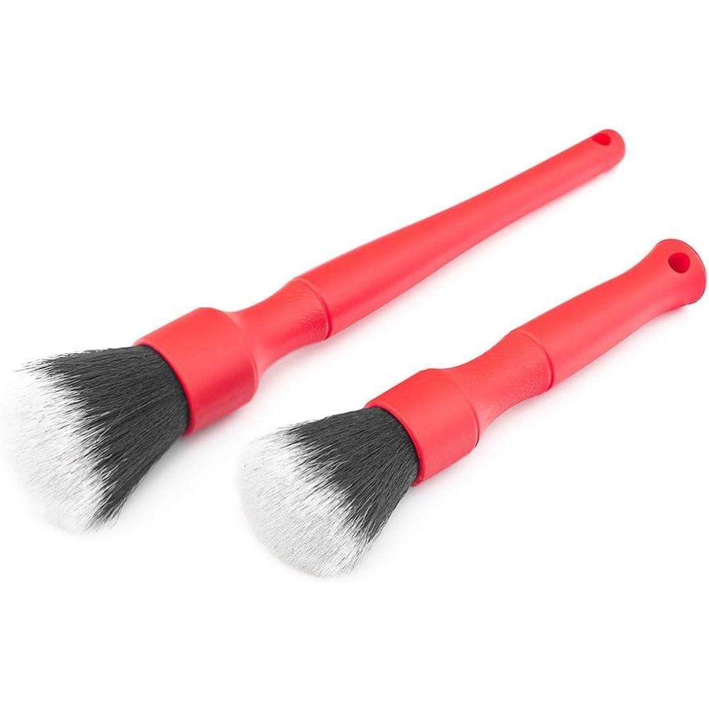 image:imageDetail Factory Synthetic Detailing Brush Set Long amp Short Brush UltraSoft Interior Car Cleaning Brushes for Screens Emblems amp Tight Spaces BlackRed