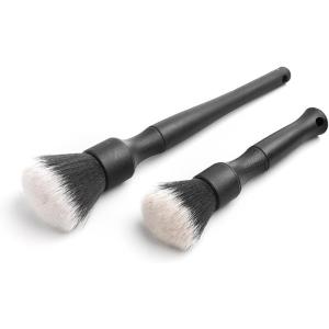 Detail Factory – Synthetic Detailing Brush Set – Long & Short Brush – Ultra-Soft Interior Car Cleaning Brushes for, Screens, Emblems, & Tight Spaces – Black(Black)