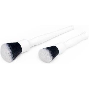 Detail Factory – Synthetic Detailing Brush Set – Long & Short Brush – Ultra-Soft Interior Car Cleaning Brushes for, Screens, Emblems, & Tight Spaces – Black(White)