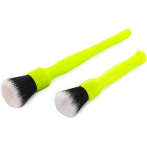 Detail Factory – Synthetic Detailing Brush Set – Long & Short Brush – Ultra-Soft Interior Car Cleaning Brushes for, Screens, Emblems, & Tight Spaces – Black(Lime Green)
